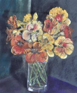 Framed Pastel on Paper signed Elizabeth O'Neill Verner: ELIZABETH VERNER - PASTEL of a bouquet of flowers,Elizabeth O'Neill Verner (Charleston, South Carolina 1883-1979). pastel on paper, signed lower right "Elizabeth O'Neill Verner", prese