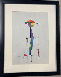 Jose Maria Mijares (1921-2004) Cuban, Framed watercolor and Ink on paper, signed lower right: Jose Maria Mijares (1921-2004) Cuban, Framed watercolor and Ink on paper, signed lower right DIMENSIONS with frame : Height 19.50 inch / 49,5 cm Length