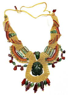 Woven necklaces, with Egyptian theme by Barbara Natoli Witt: Witt, Barbara Natoli (Contemporary American) Elaborate finely detailed, beaded and woven necklaces, with Egyptian theme Barbara Natoli Witt is a contemporary artist with the rare distinction of h