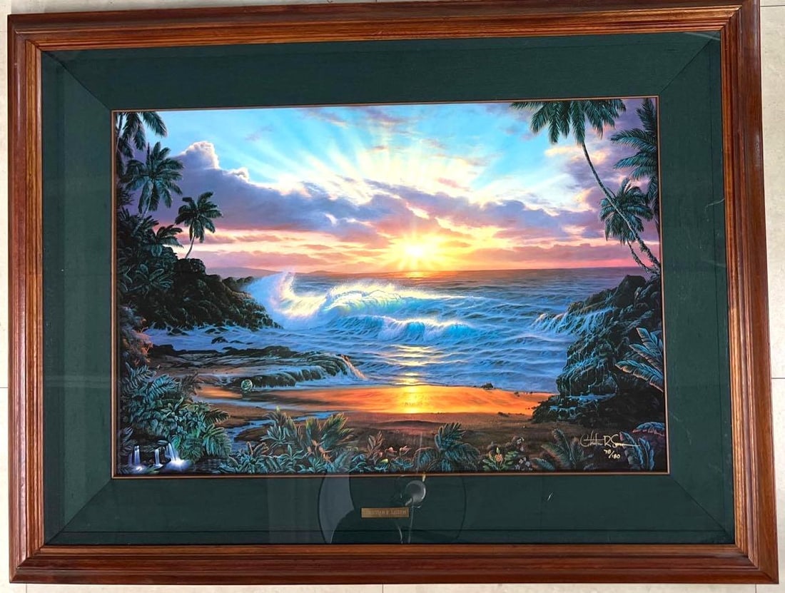 Framed Embellished Giclee signed Christian Lassen (b.1949 Hawaii) (1 of 8)