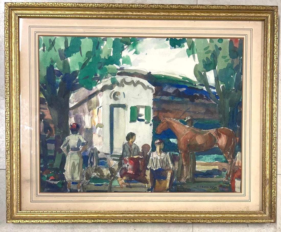 Framed Watercolor on paper Signed Gifford Beal lower right (1 of 4)