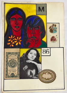 Raul Martinez (Cuba 1927 - 1995) Mixed Media and collage on paper, signed and dated 86.: Raul Martinez (Cuba 1927 - 1995) Mixed Media and collage on paper, signed and dated 86. DIMENSIONS : Height 14.40 inch / 36,7 cm Length 10.15 inch / 25,6 cm