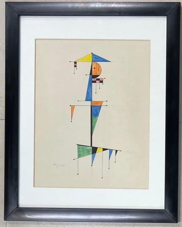 Jose Maria Mijares (1921-2004) Cuban, Framed watercolor and Ink on paper: Jose Maria Mijares (1921-2004) Cuban, Framed watercolor and Ink on paper DIMENSIONS with frame: Height 20 inch / 50,7 cm &n