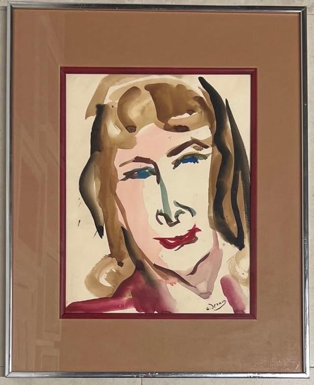 Framed watercolor on paper signed Andre Derain (1880-1954): Andre Derain was born in (1880-1954) a Chatoux, just outside Paris. In 1895 Derain began to study on his own, contrary to claims that meeting Vlaminck or Matisse began his efforts to pa