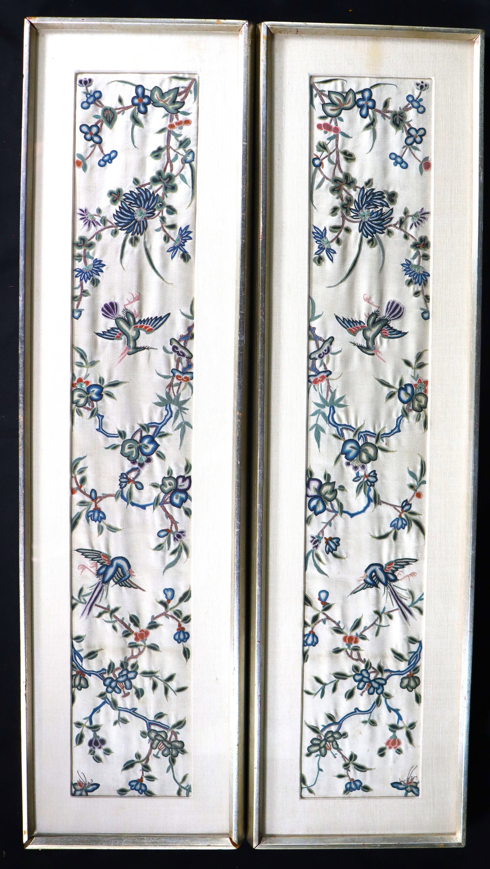 Pair of Chinese embroidered Silk framed (1 of 4)