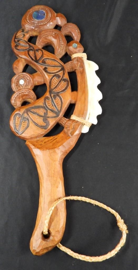 Maori Weapon Mata Kautete: Maori Weapon Mata Kautete Mata-Kautete are very rare short, saw-like Maori weapons made by fastening something to a wooden haft new zealand art, maori art,weapon maori ,weapon tribal DIMENSIONS : He