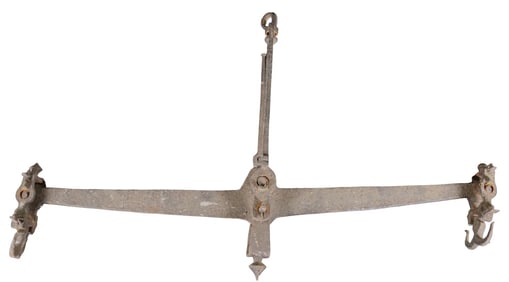 Antique Wrought Iron Hand Hanging Balance Scales 33? Wide