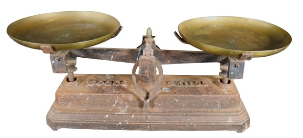 Antique French Scale in Wrought Iron and Brass, France