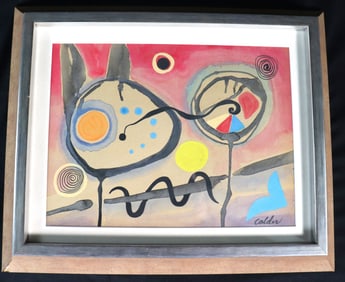 FRAMED Mixed Media on Paper Signed after Calder