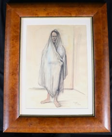 FRAMED Drawing on paper signed Zuniga and dated 1970