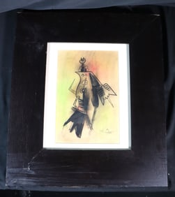 FRAMED Mixed Media on paper Signed W LAM and dated 77