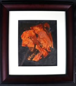 FRAMED Mixed Media Collage on Paper Signed Osvaldo GUTTERREZ Cuban Dated 1980