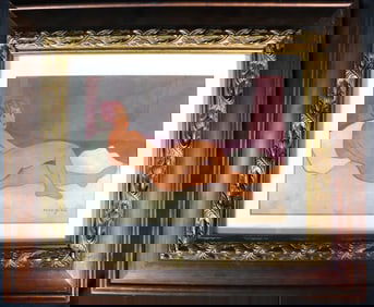 FRAMED MIXED MEDIA on Paper signed AFTER MODIGLIANI