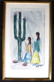 FRAMED Colored Print signed Ted De Grazia (1909-1982)