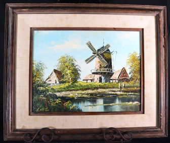 FRAMED Acrylic on Canvas signed Lower left Titled Windmill