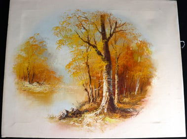 UNFRAMED Oil on Canvas signed lower Right, Titled Landscape