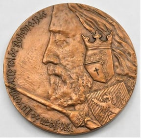 Bronze Medal Jean De LUXEMBOURG Roi de Boehme