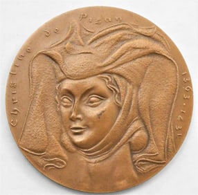 Bronze Medal Christine De PISAN (1363-1431)