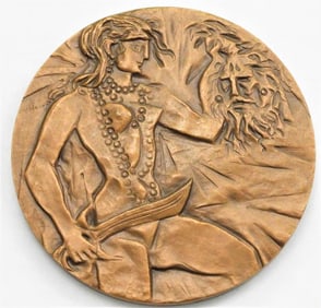 Bronze Medal Judith Back- Jewish, Suave Barthuly Head Holofernes