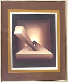 Framed Lithograph Signed Alhades Sherman (American, 20th Century)