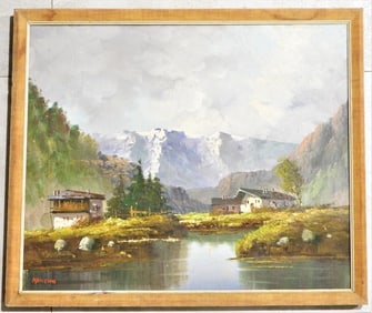 Framed Oil on canvas, signed Mancini,