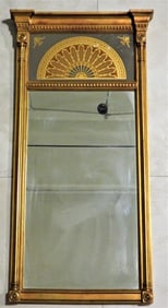 A large neoclassical Style French Empire giltwood pier mirror
