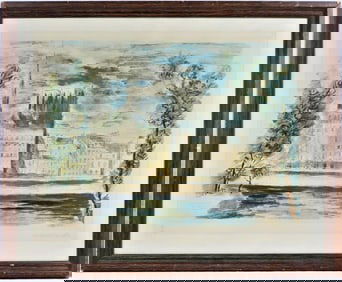 French Framed watercolors Lithograph signed lower right and numbered