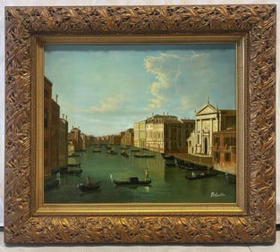 Hand Enhanced Giclee on Canvas, Gran canal Venecia Vista de la iglesia de San Stae.
