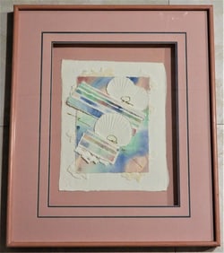 Large Framed Mixed Media and collage, signed lower left