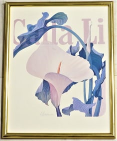 This large Framed art print is modern flower still life