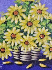 Small Framed Oil on canvas, Flowers, signed and dated 98