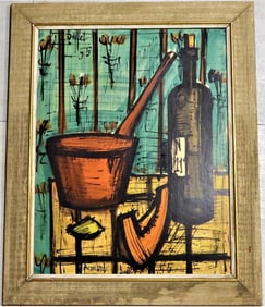 Framed Oil on wood After Bernard Buffet