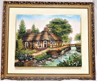 Relief painting of a thatched house