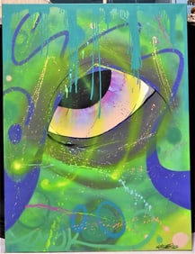 Mixed media on canvas signed Ixbalanque Ramos his nickname is Chino.