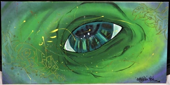 Mixed media on canvas signed Ixbalanque Ramos his nickname is Chino.