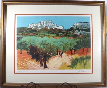 French Framed watercolor on paper signed lower right.