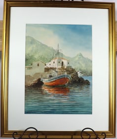 Framed Watercolor on paper signed Konstantinos Sofianopoulos