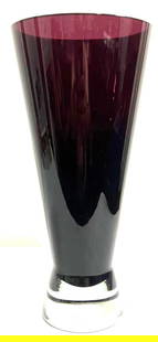 Vintage colored Amethyst cased Glass Vase from Finland: Vintage colored Amethyst cased Glass Vase from Finland DIMENSIONS: Height 11 inch / 28 cm Diameter Top