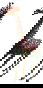 Leather Wrapped Giraffe Statue: Leather Wrapped Giraffe StatueDIMENSIONS: Height: 39 inch / 99 cm Length: 30 inch / 76,2 cm 