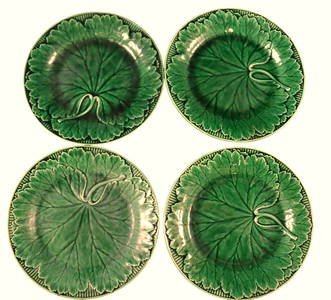MAJOLICA four Leaf Plates by WEDGWOOD.