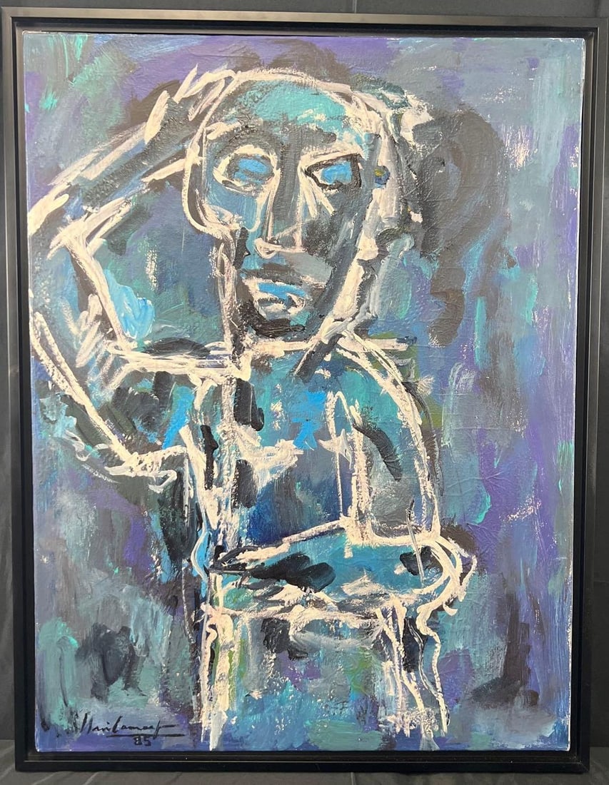 Framed Oil on Canvas signed Ibere Camargo (Brazilian, 1914-1994) untitled, Signed, dated. 85.: Framed Oil on Canvas signed Ibere Camargo (Brazilian, 1914-1994) untitled, Signed, dated. 85. DIMENSIONS with frame: Height 31.80 inch / 81 cm 