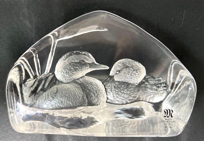 MATS JONASSON Mallard Ducks LEAD CRYSTAL SWEDEN