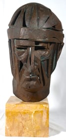 Gondoliere's head bronze by Joan Fitzgerald, Bronze on Marble base
