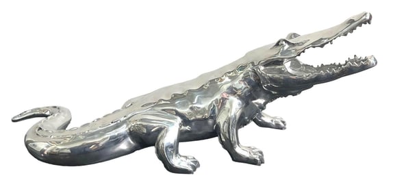 CROCODILE Aluminum sculpture signed Richard Orlinski with COA from the Artiste