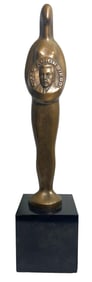 Bronze Figural Award Sculpture on Wood Base Signed Cuban Master Tony Lopez.