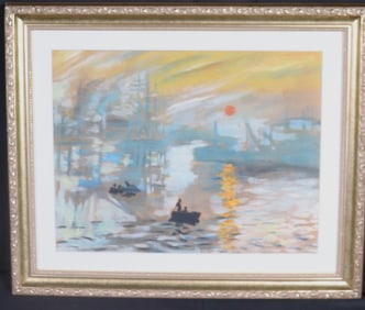 Framed Mixed Media on paper signed Claude Monet lower right