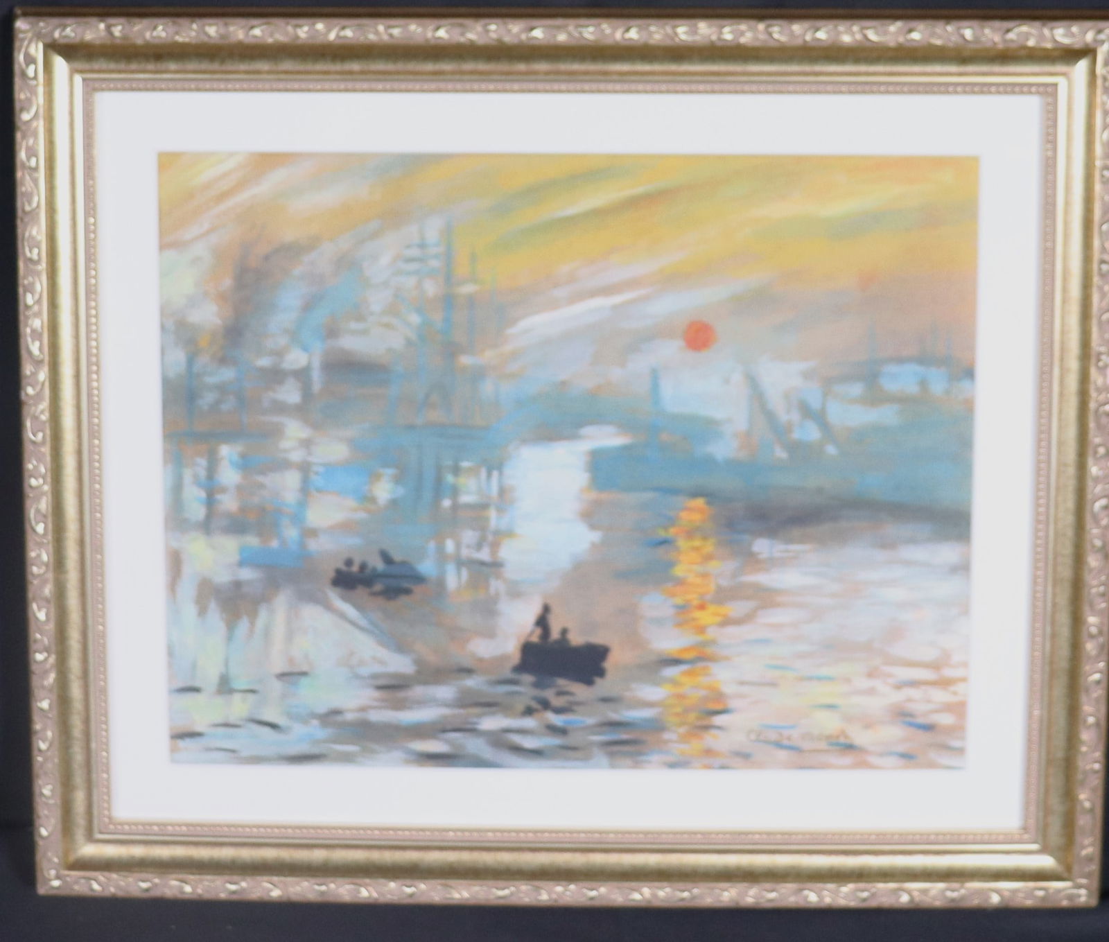Framed Mixed Media on paper signed Claude Monet lower right (1 of 5)