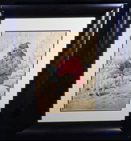 Framed Mixed Media on Paper signed lower left