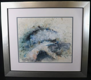Framed abstract Mixed Media on paper signed Baruj Salinas lower left