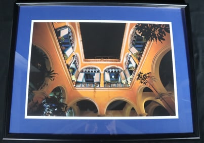 Framed Mixed Media on Paper signed Antonio Ramos dated 2009 titled Le Patio